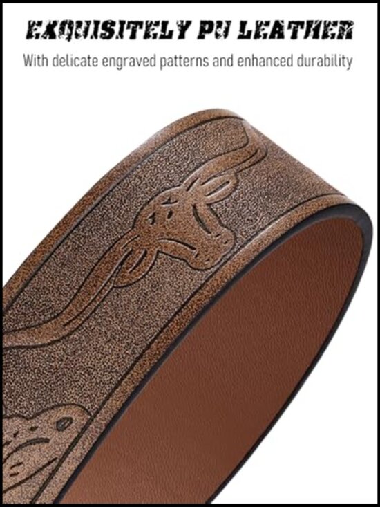 Western Cowboy Belt Set with Removable Buckles PU Leather Strap main image 7